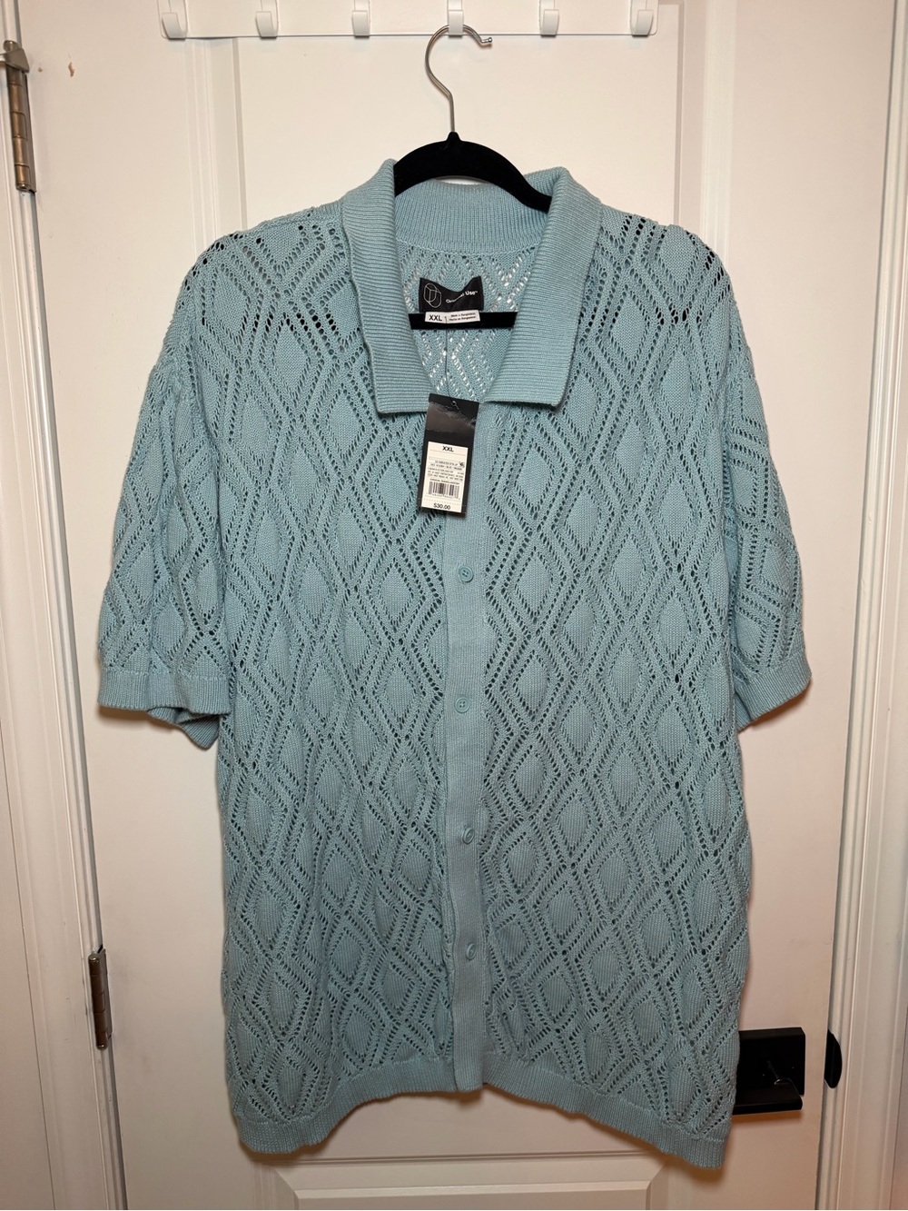 Light Blue Knit Polo button up shirt - Goodfellow and co